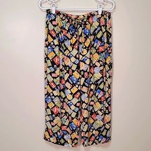 Vintage Retro Holly Lane Novelty Beach Sunbathers Print Capri Pants Extra Large